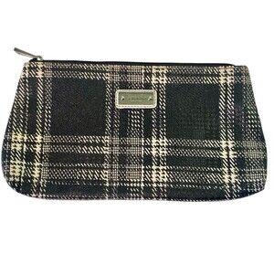 Tignanello Zip Clutch Bag Pouch Wallet Black Plaid